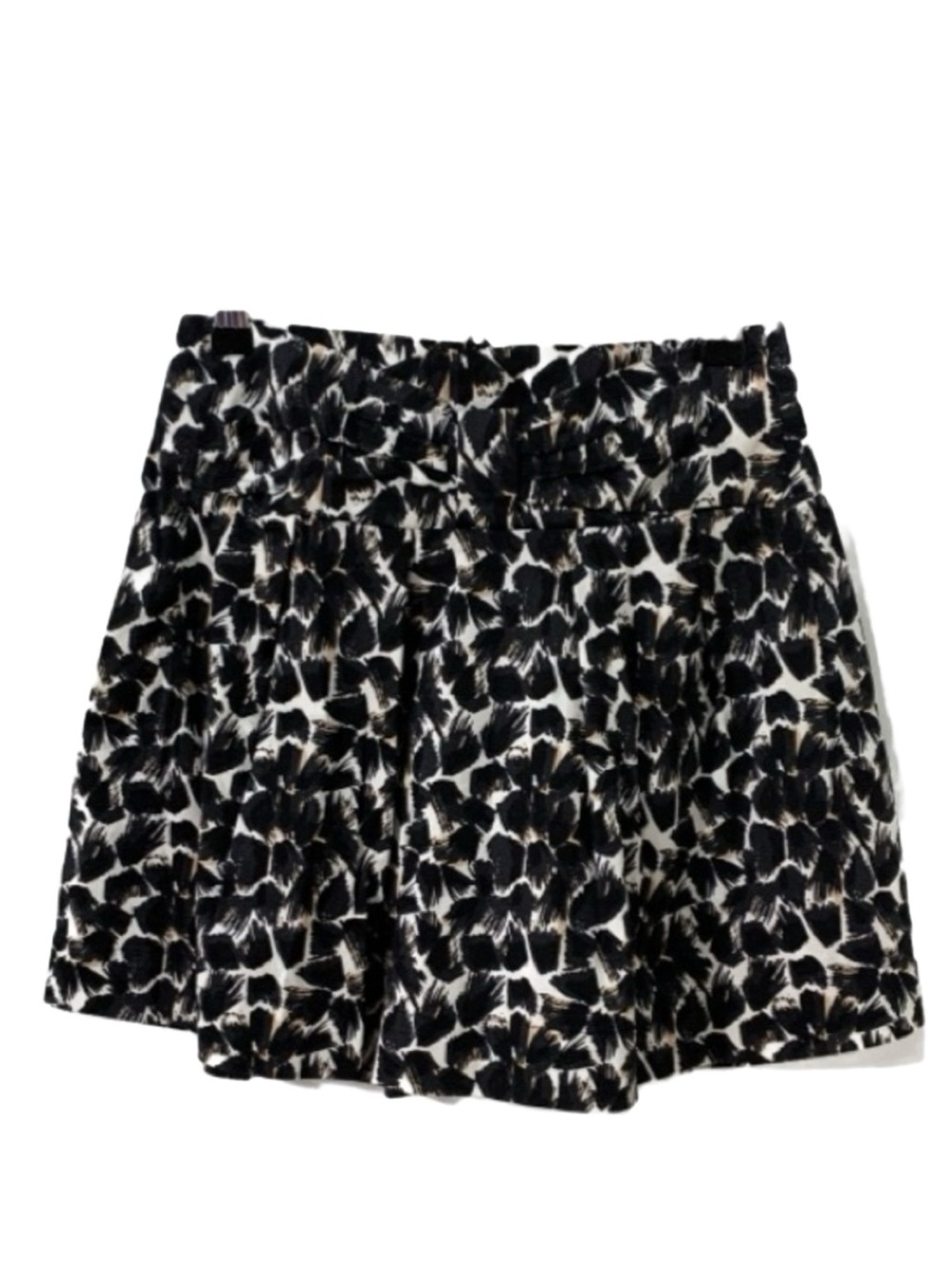 Forever Twenty-One Patterned Mini Skirt Bow Detail Exposed Zipper Pleated ⬛️🟫⬜️